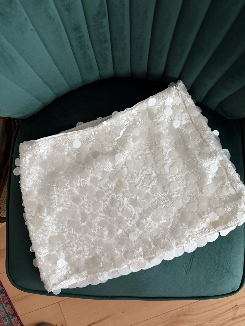 12th Tribe white sequin shell skirt